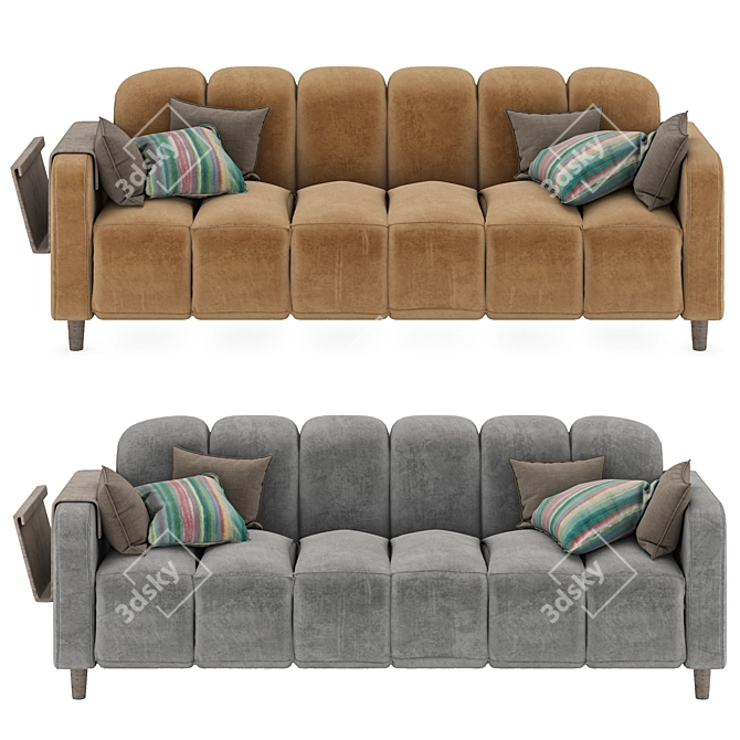 Modern Velvet Tufted Sofa 3D model image 1