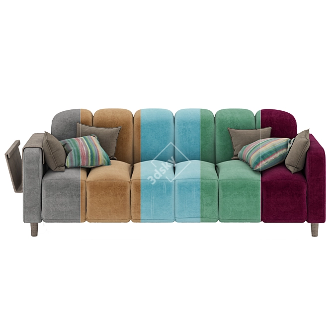 Modern Velvet Tufted Sofa 3D model image 2