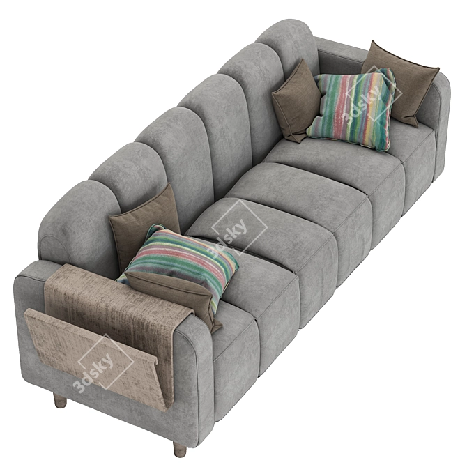 Modern Velvet Tufted Sofa 3D model image 3