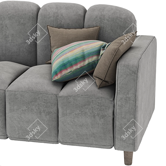 Modern Velvet Tufted Sofa 3D model image 4