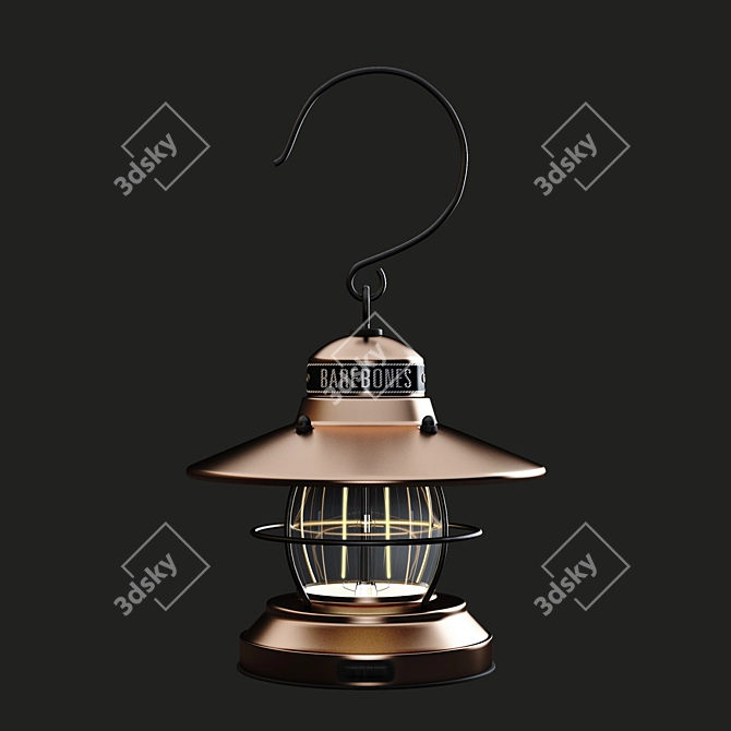 Vintage Edison Lantern - Rust-Resistant Steel 3D model image 2