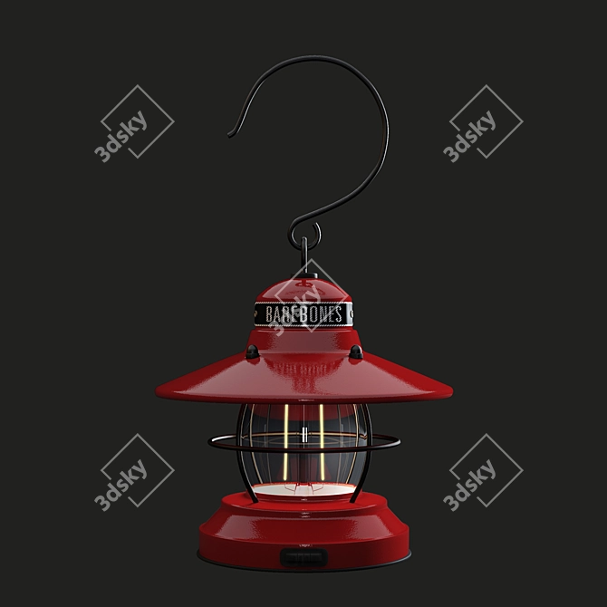 Vintage Edison Lantern - Rust-Resistant Steel 3D model image 3