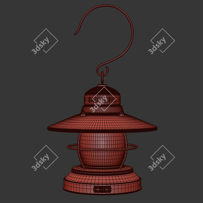 Vintage Edison Lantern - Rust-Resistant Steel 3D model image 4