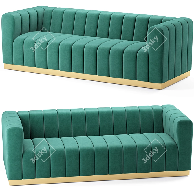 Marlon Velvet Sofa: Luxurious Elegance for Your Home 3D model image 3