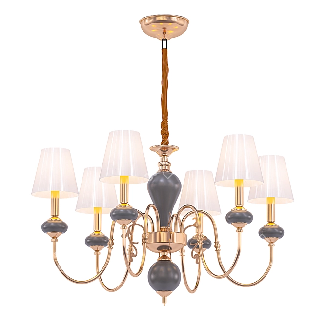 Modern American Style Chandelier with Textile Shades 3D model image 1