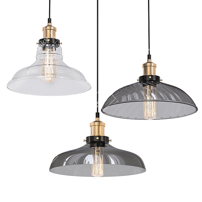 Loft-style Glass Pendant Light 3D model image 1