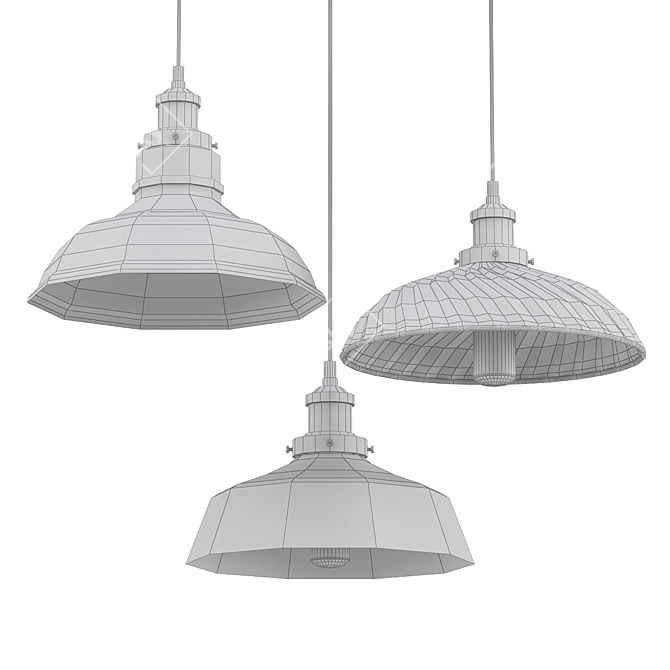 Loft-style Glass Pendant Light 3D model image 2