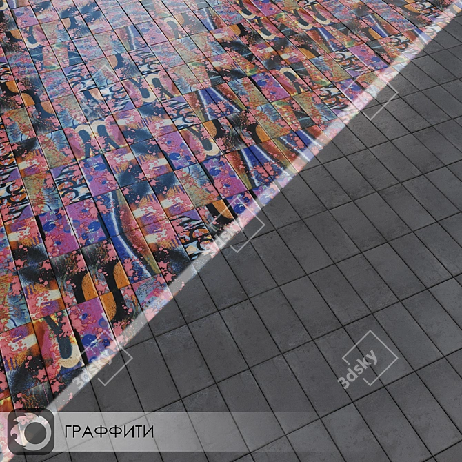 Graffiti Collection: Milano Ceramic Tiles 3D model image 3