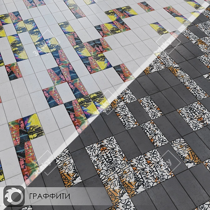 Graffiti Collection: Milano Ceramic Tiles 3D model image 4