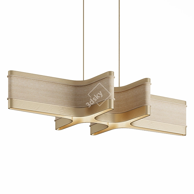 ASTRA - Elegant Brass and Ash Wood Pendant 3D model image 1