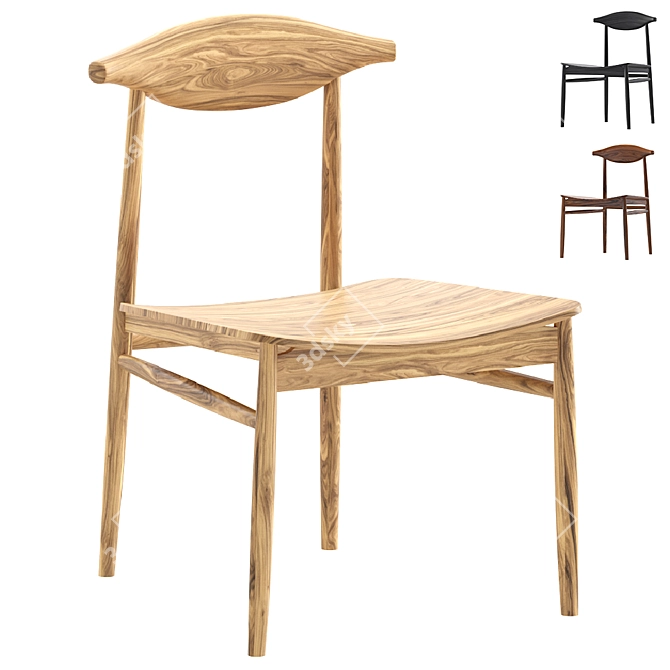 Scandi Mango Wood Dining Chairs 3D model image 1