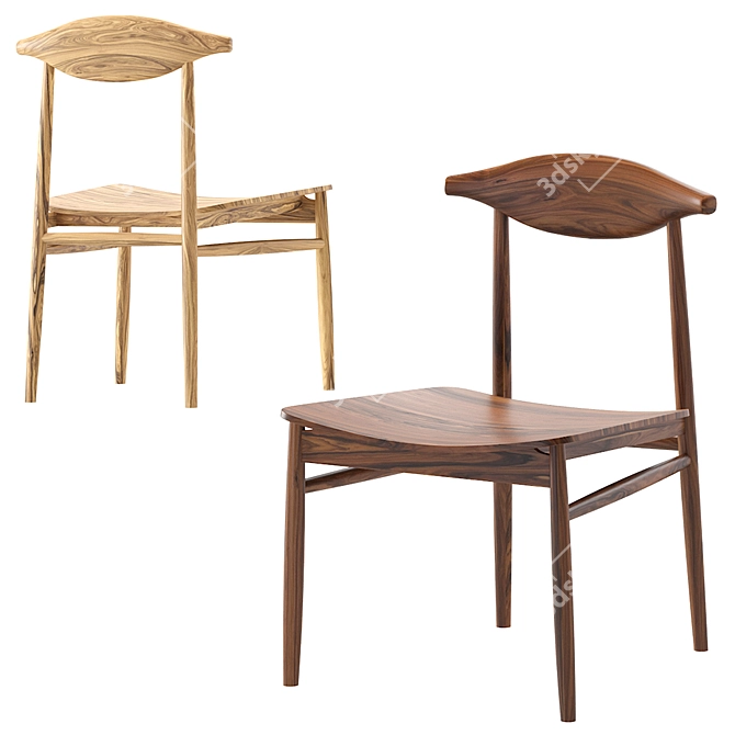 Scandi Mango Wood Dining Chairs 3D model image 3