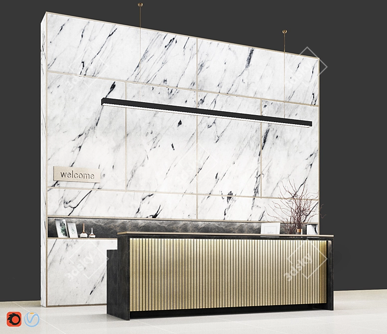 Modern Reception Desk Design 3D model image 1