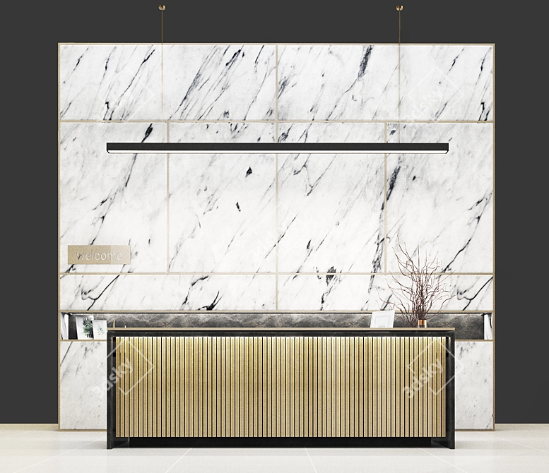 Modern Reception Desk Design 3D model image 2