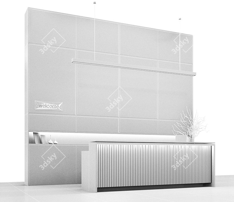 Modern Reception Desk Design 3D model image 7