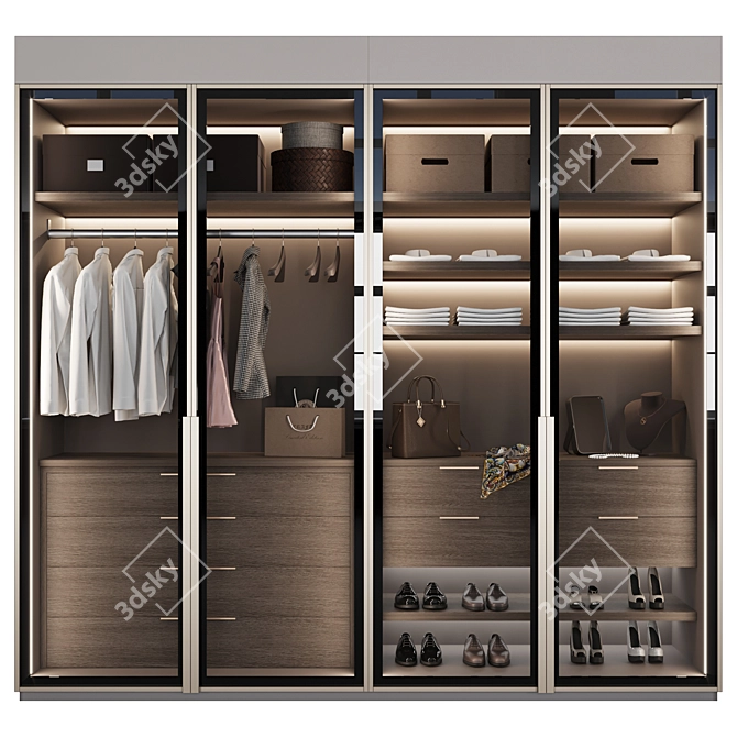 Multipurpose Wardrobe with Customizable Interior 3D model image 1