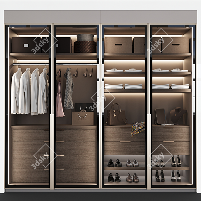 Multipurpose Wardrobe with Customizable Interior 3D model image 2