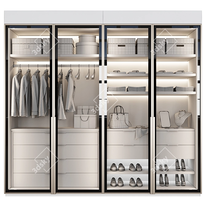 Multipurpose Wardrobe with Customizable Interior 3D model image 3