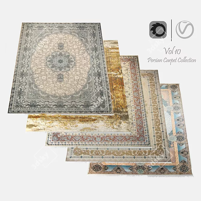 Luxury Persian Carpet Collection 3D model image 1