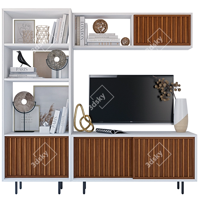 Modern TV Wall with Decor and Storage 3D model image 1