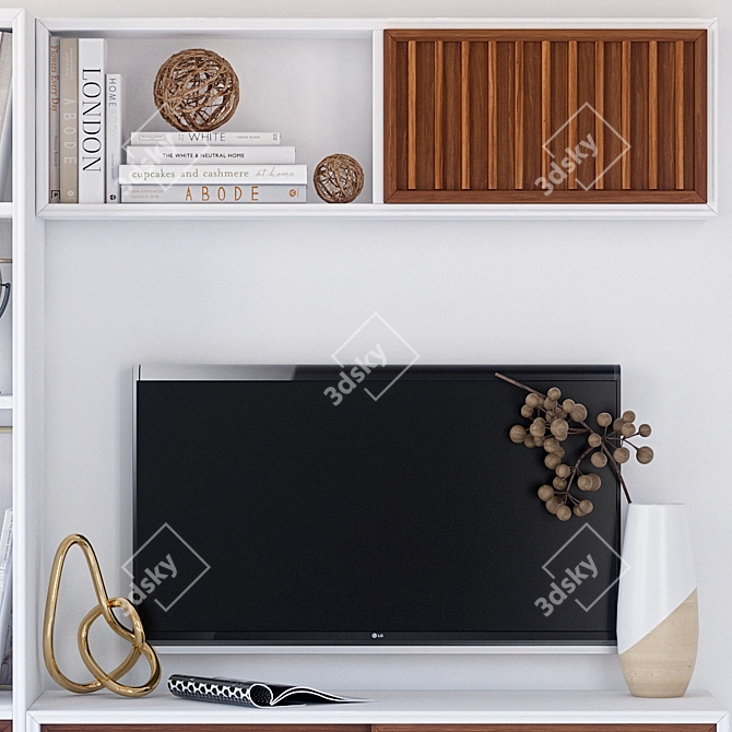 Modern TV Wall with Decor and Storage 3D model image 3
