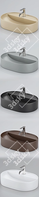 Modern Matte Ceramic Sink 3D model image 2