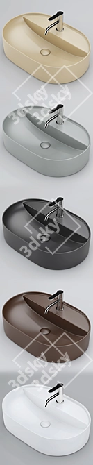 Modern Matte Ceramic Sink 3D model image 3