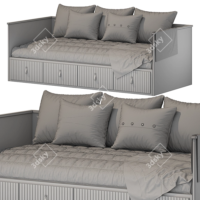  Stylish Dual-Color Bed [90x200 cm] 3D model image 5