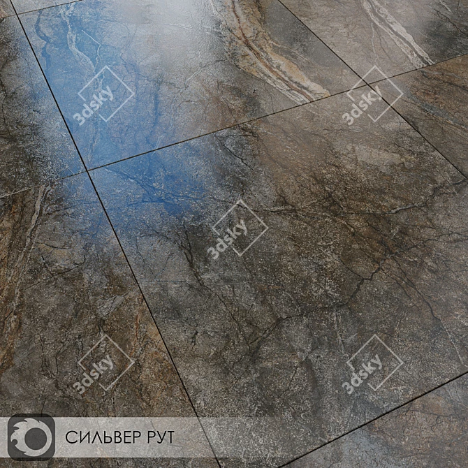 Silver Stone Floor Tiles 3D model image 1