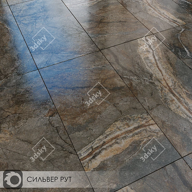 Silver Stone Floor Tiles 3D model image 2