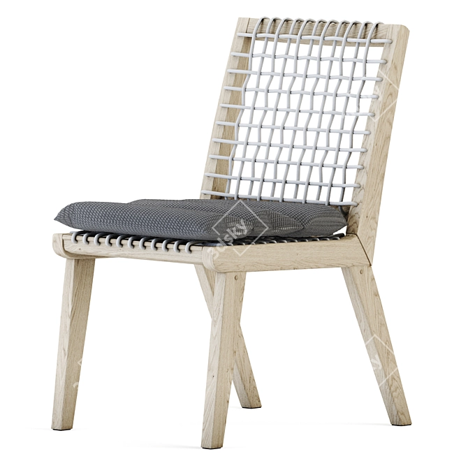 Rustic Teaka Chair: Solid Wood, Outdoor/Indoor, Cushioned 3D model image 1