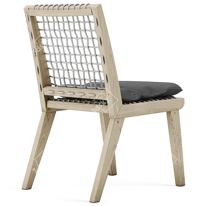 Rustic Teaka Chair: Solid Wood, Outdoor/Indoor, Cushioned 3D model image 2