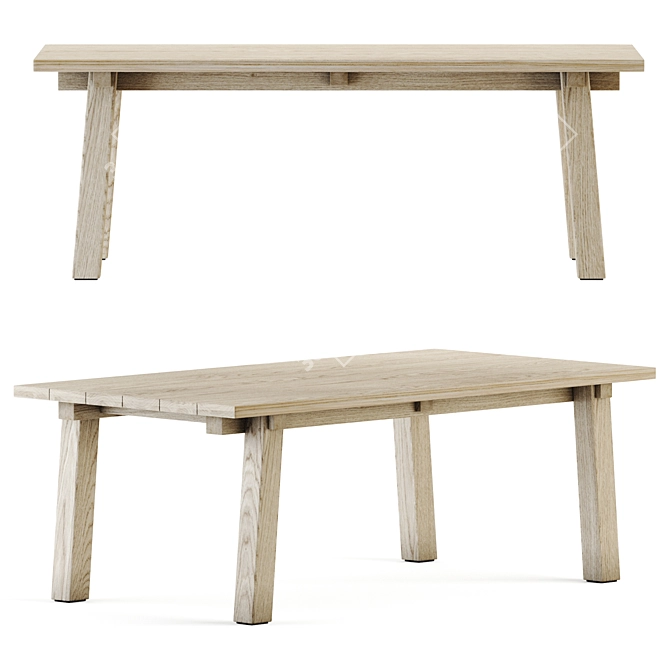 Rustic Teaka Table: Authentic Design for Indoor and Outdoor Use 3D model image 1