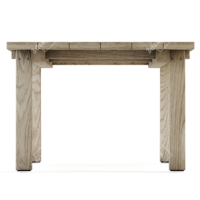 Rustic Teaka Table - Authentic Solid Wood Design for Indoor & Outdoor Spaces 3D model image 3