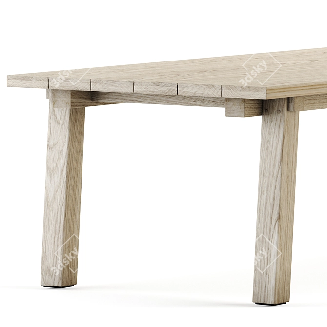 Rustic Teaka Table - Authentic Solid Wood Design for Indoor & Outdoor Spaces 3D model image 4