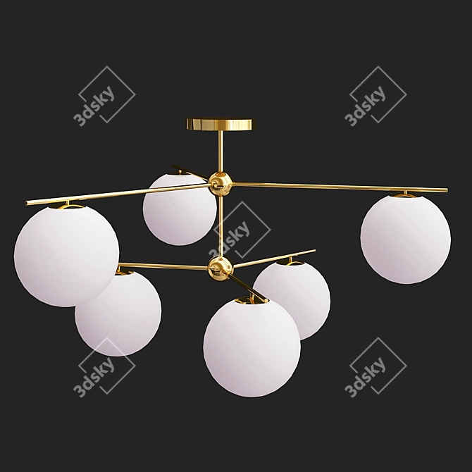 Sleek Sphere Stem Chandelier 3D model image 1