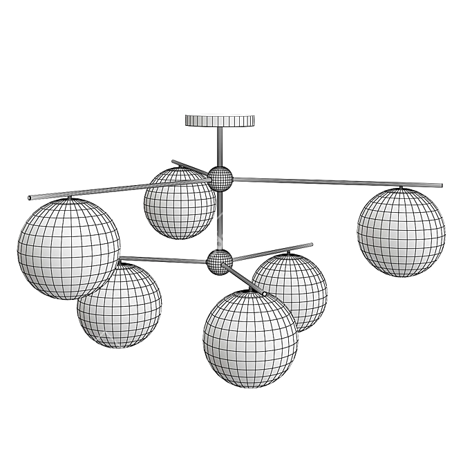 Sleek Sphere Stem Chandelier 3D model image 2