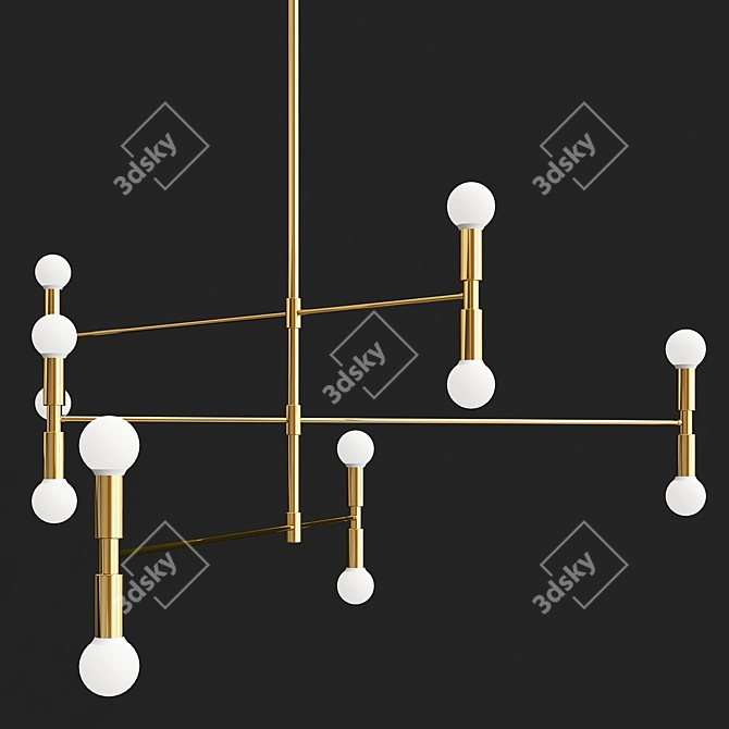 Modern Brass Atomium Pendant 3D model image 1