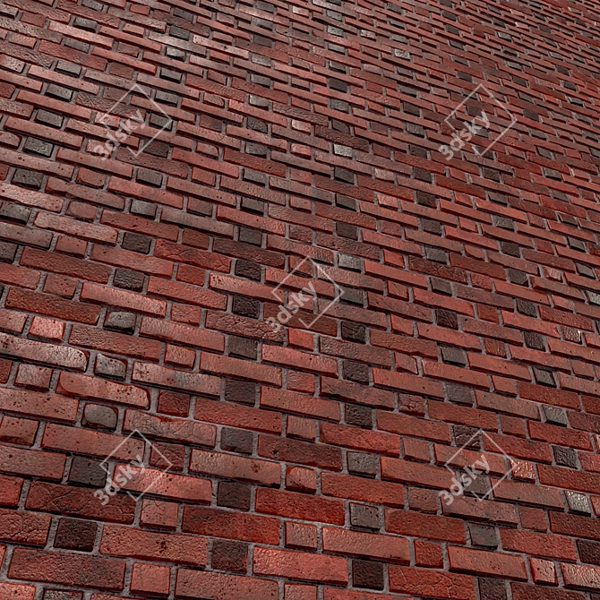 Seamless Brick Wall PBR Material 3D model image 2