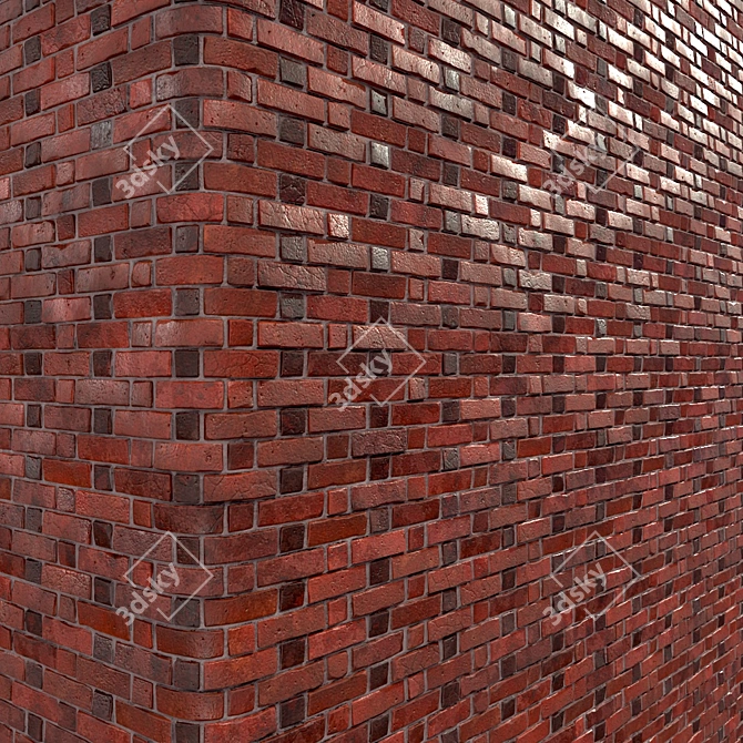 Seamless Brick Wall PBR Material 3D model image 3