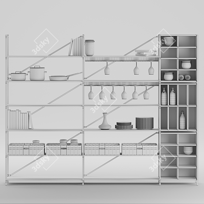 Modular Kitchen Rack System 3D model image 2