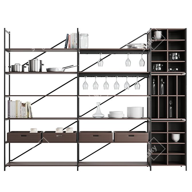 Modular Kitchen Rack System 3D model image 5