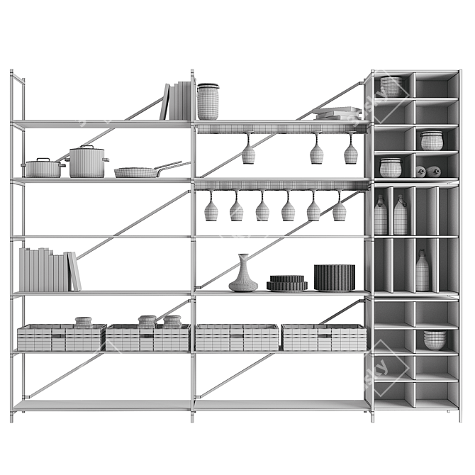 Modular Kitchen Rack System 3D model image 6