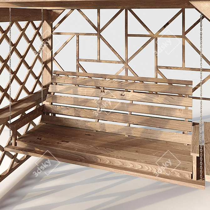 Luxury Wooden Swing Pergola 3D model image 3