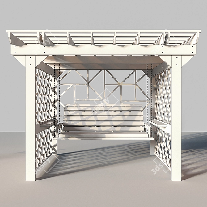 Luxury Wooden Swing Pergola 3D model image 5