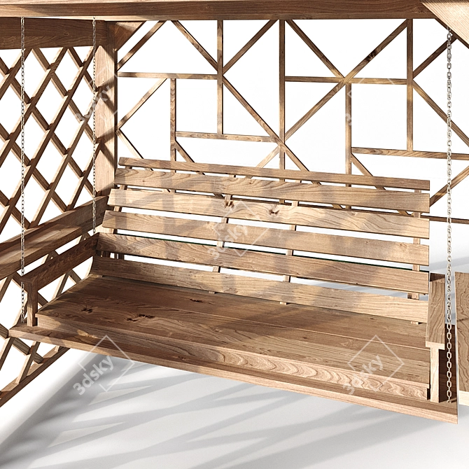 Luxury Wooden Swing Pergola 3D model image 7