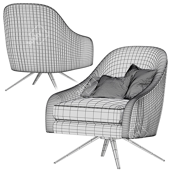 Roar Rabbit Swivel Leather Chair 3D model image 5