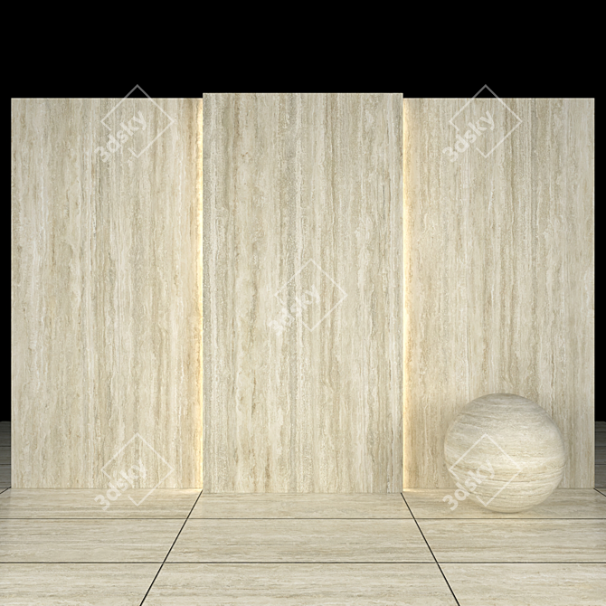 Classic Travertin: 12 Texture Slabs & Floor Tiles 3D model image 1