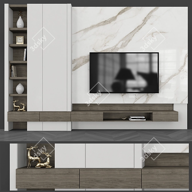 Modern Wall-Mounted TV Set 3D model image 1