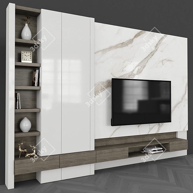 Modern Wall-Mounted TV Set 3D model image 2